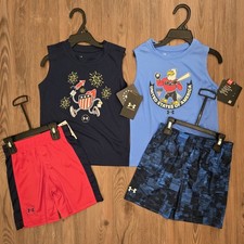 Boys NWT Under Armour Patriotic Tank Sets Size 4T/4 Lot Of 2 outfits 