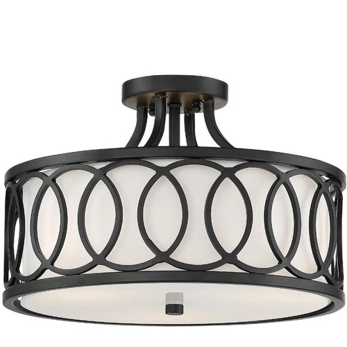 Crystorama 285-MK Graham 3 Light 15 inch Matte Black Semi Flush Ceiling Light - Picture 1 of 7