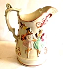Antique Victorian c1860 Staffordshire Lustreware Folk Dancers Jug/Pitcher