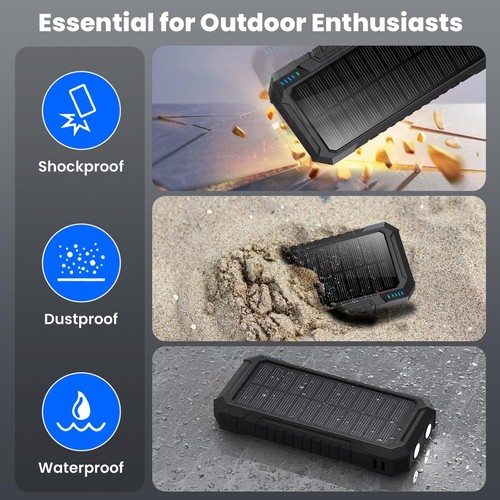 Solar Powerbank 26800mAh 3 Ausgänge 2 LED Taschenlampe - Bild 6 von 8