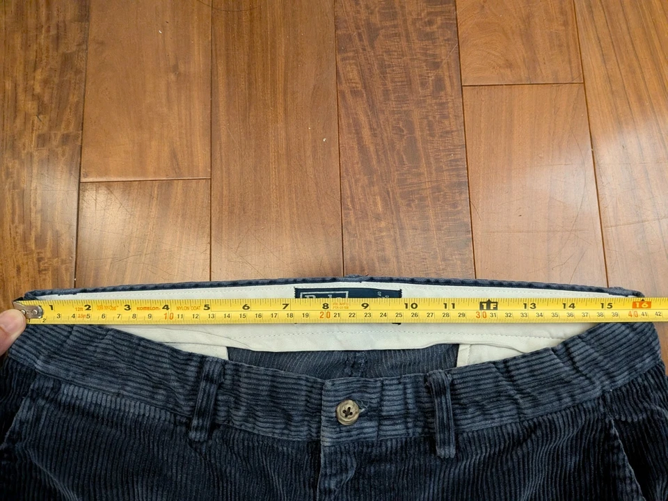 Vintage Polo Ralph Lauren 32x27 Wide Wale Corduroy Navy Blue Pants Cuffed Baggy - Image 4 of 4