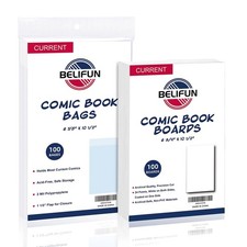 100 Comic Bags and Boards Set - Clear Protector with 1.5" Flap, Reusable