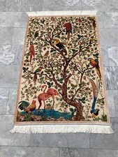 3x5 Ft Luxury Silk Parsian Tree Pictorial Wall Rug 100x148 cm