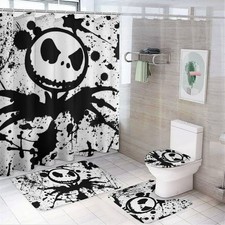 Skulls Shower Curtain Set, Halloween Toilet Seat Cover Set
