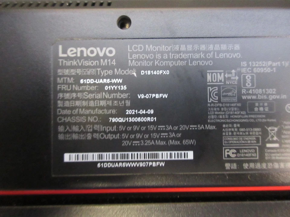 Lenovo ThinkVision M14 Portable Flat Panel Monitor - Image 4 of 4