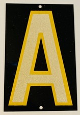 Reflective House Letters  A  Vintage NOS,New Metal Alphabet w/Yellow Outline