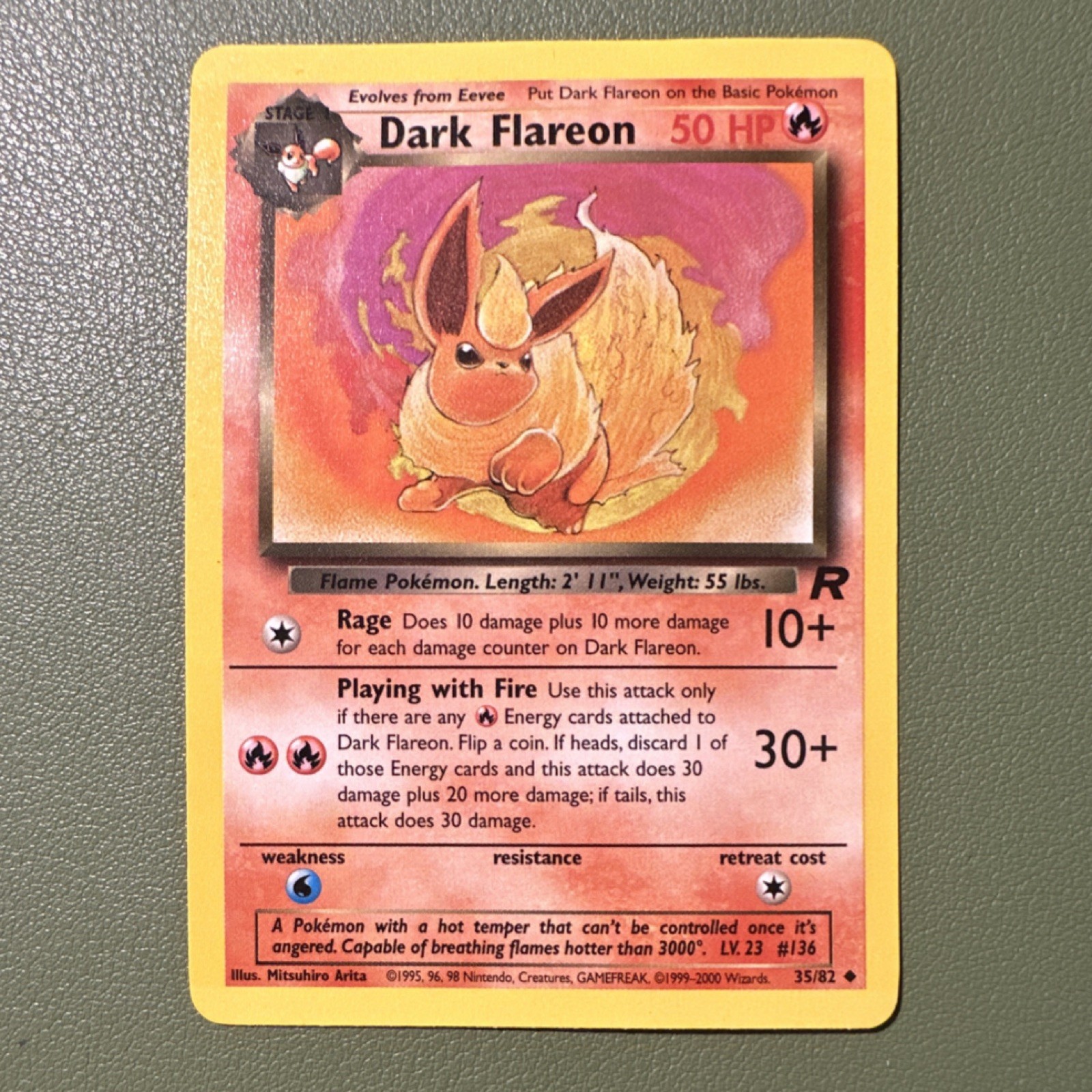 Pokemon Dark Flareon Team Rocket 35/82 50 HP Regular Uncommon 2000 English