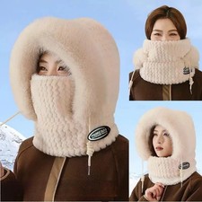 3 in 1 Womens Knit Beanie Hat Fleece Lined Winter Scarf Mask Set Snow Caps Gifts