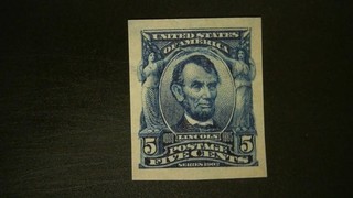 U S Stamps Scott 315 five cent Lincoln imperforate MNH VF cv 350.00