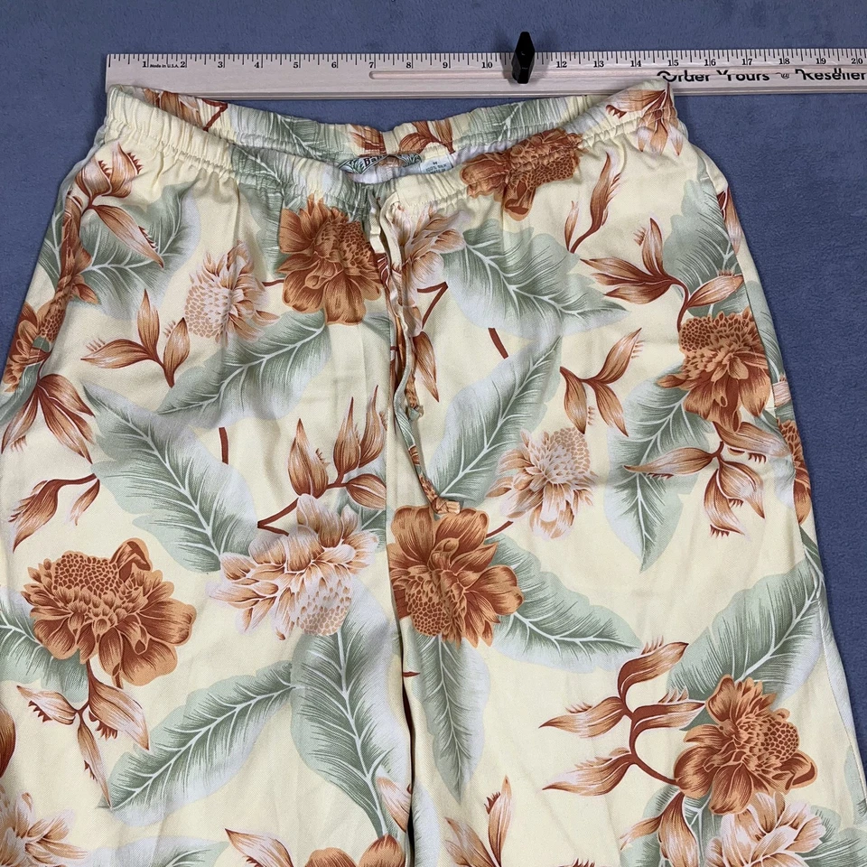 Calça Tommy Bahama Feminina Média Amarela Seda Floral Lounge Cordão Tropical - Imagem 4 de 4