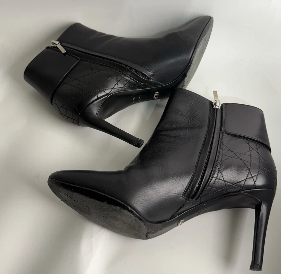Christian Dior Negro Gráfico Bota Tacones Bajos Talla 39.5 Italia Diseñador De Colección Y2K Foto 3 de 4
