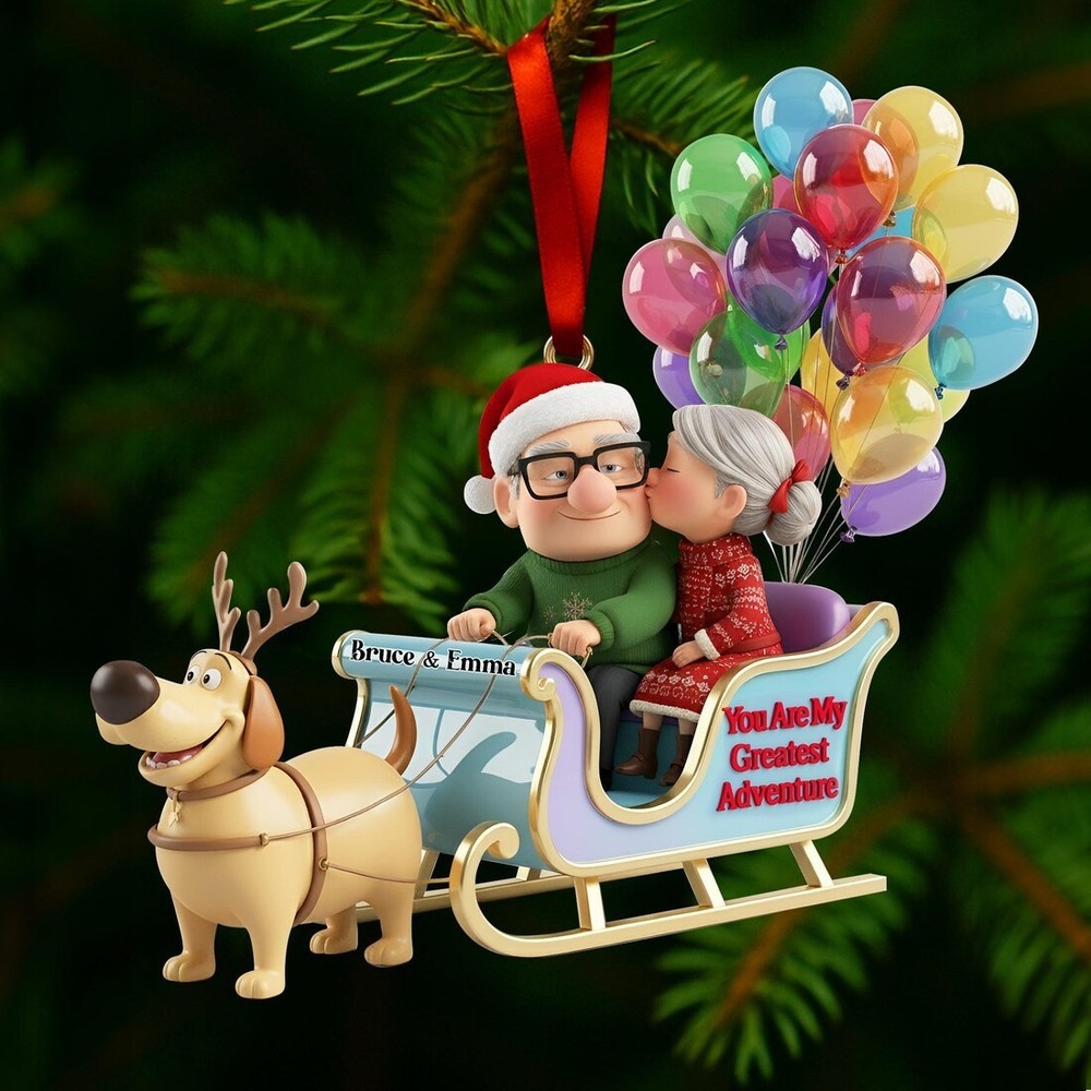 Carl And Ellie Christmas 2D Flat Ornament, Up Movie Couple Ornament, You
