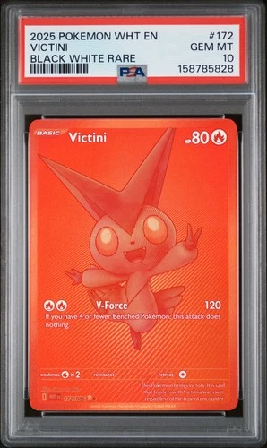 2025 POKEMON WHT EN-WHITE FLARE BLACK WHITE RARE #172 VICTINI PSA 10