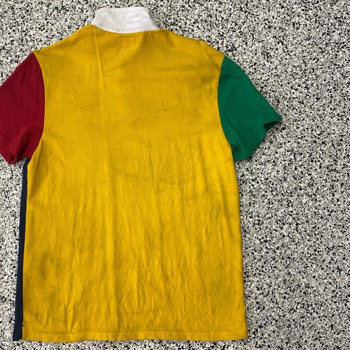 Levis Rugby Camicia Uomo M Color Block Manica Corta Collo Preppy Rosso Blu Verde - Foto 3 di 6