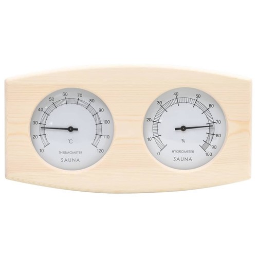 2-in-1 Hygrothermograph Sanduhr Set Massivholz Kiefer Saunazubehör vidaXL - Bild 3 von 12