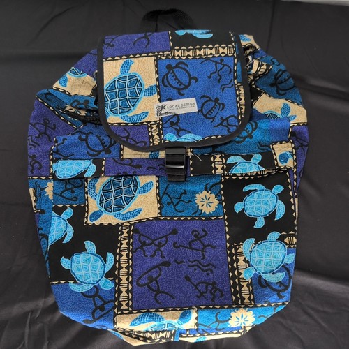 Local Design Made In Hawaii USA Turtle And Tribal Design Blue, Sand, Black