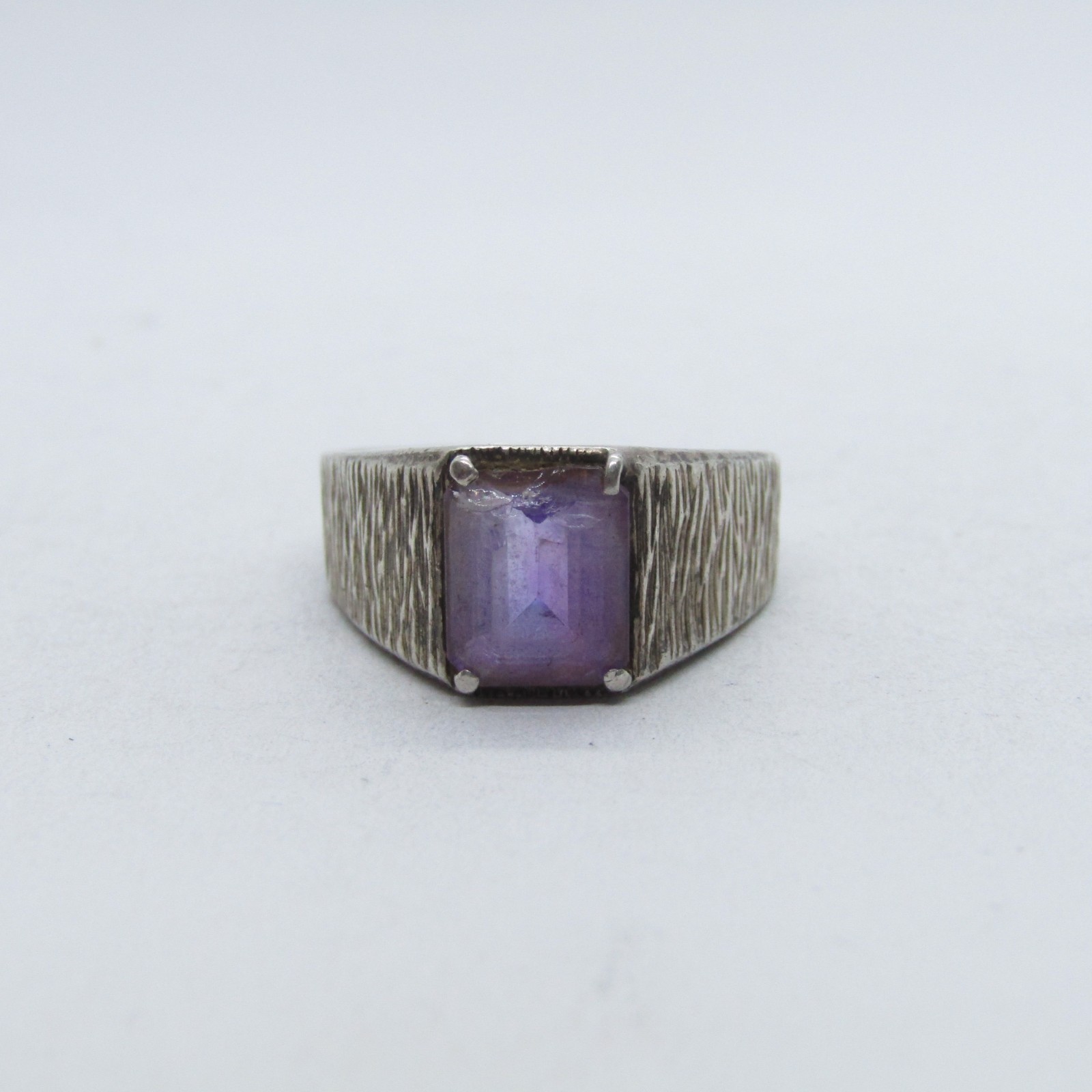 Sterling Silver 925 Rectangle Amethyst Ring Size … - image 1