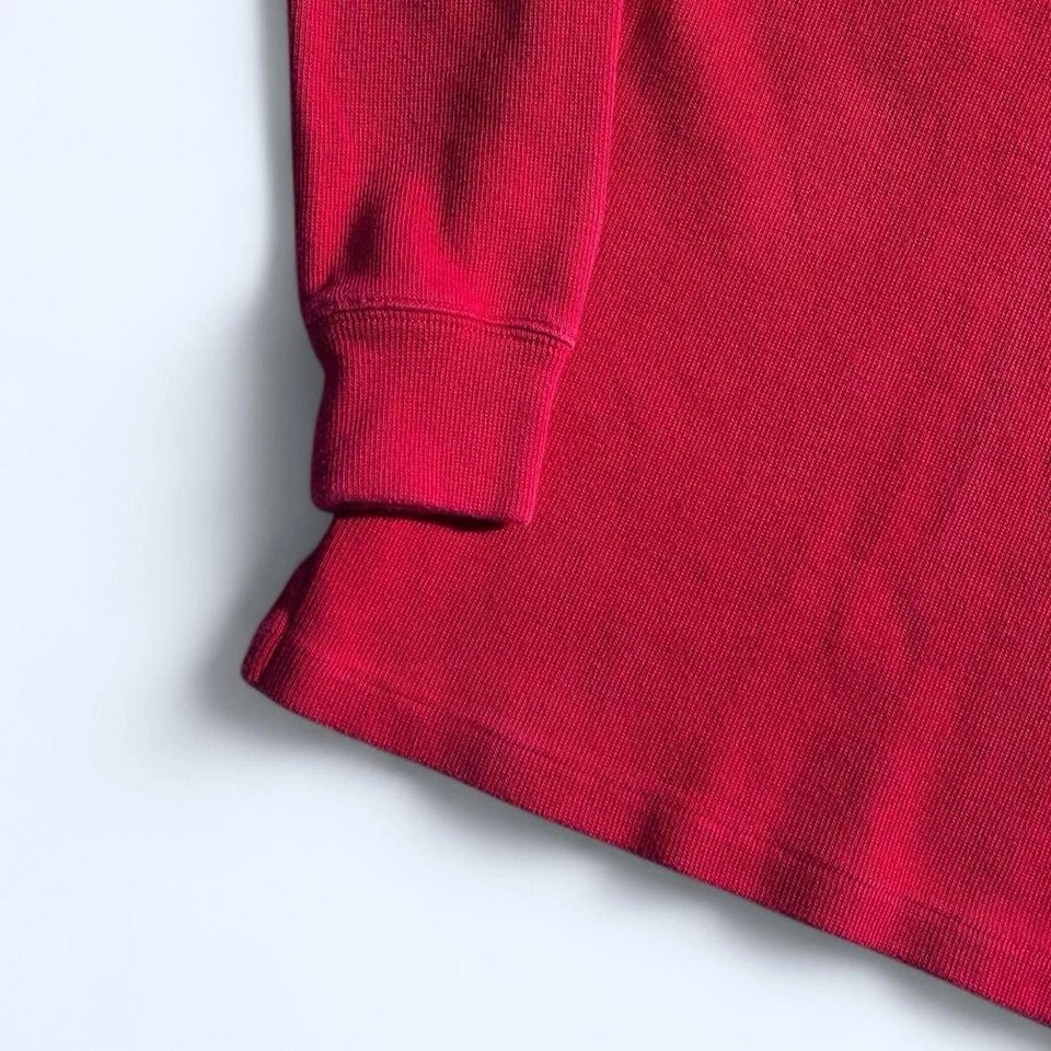 Vintage Y2K Polo Ralph Lauren Quarter Zip Mock Neck Red Sweatshirt Sweater Small - Image 2 of 4