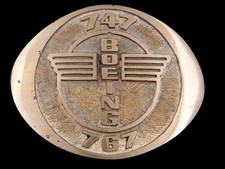 SE05163 NOS VINTAGE 1970s BOEING 747 767 AIRCRAFT SOLID BRASS BELT BUCKLE