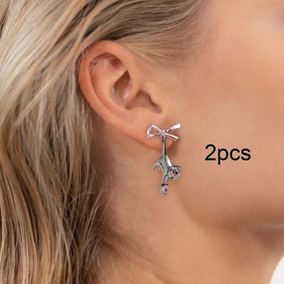 Ohrhänger Schleife Ohrhänger Accessoires zarte Strasssteine Damen Baumeln