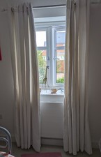 Full Length Fully Lined Cream  Cotton Eyelet Curtains From George - L 85" approx