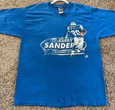 Vintage 90s Detroit Lions Pro Player Barry Sanders Oval T-Shirt Size Large