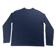 BANANA REPUBLIC Large Men  s Double Knit Crew-Neck Sweater Navy Blue Cotton