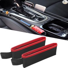 Car Seat Pockets PU Leather Car Console Side Organizer Seat Black Red