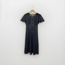 Vtg Maxi Dress Black Lace Babydoll Fairy Dark Romance Whimsigoth Witchy 90s 10
