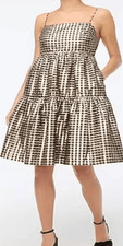 J.Crew Factory gingham tiered gold/black dress size 6