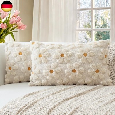 Artscope 2er Set Wolle Blumen Kissenbezüge Weicher Plüsch Kurzer Wollsamt D