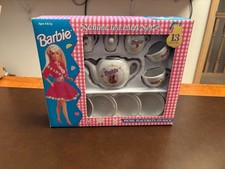 Barbie China Tea Set 13-Pieces Pink Porcelain NIB Sealed