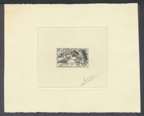French Polynesia 176 1948 15F Island Women scarce artist signed proof in black - Picture 1 of 2