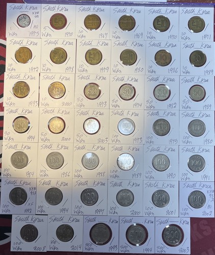 1967 - 2014 South Korea 1, 5, 10, 50, 100 & 500 Won VF - BU 41 Coin Lot - 第 1/19 張圖片