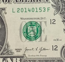 March 15 2014 Birthday Note Fancy Serial Number $1 One Dollar Bill 2021