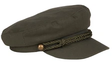 Greek Fisherman Cap Hat Olive  With Rope Hat Band One Size Yachting Sailing Lace