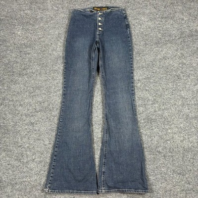 Vintage Y2K Freeman T Porter Hearts Jeans Womens 27 Low Rise Flare Blue Denim 32