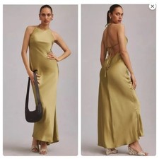 Reformation Jeany Silk Maxi Dress L Olive Oil NWT