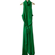 CAROLINA HERRERA American Sleeve Silk Dress, Size 12, Green Women USED