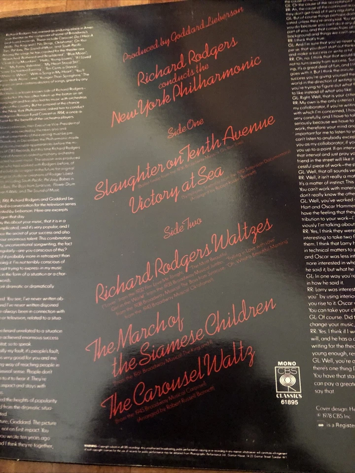 New York Philharmonic Orchestra Slaughter On Tenth Avenue LP vinyl UK Cbs 1978 - Image 3 of 3