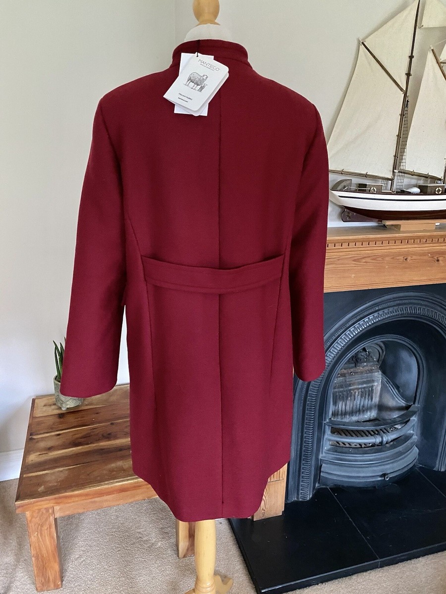 Zara Dark Red / Burgundy Italian Manteco Wool Blend Coat L