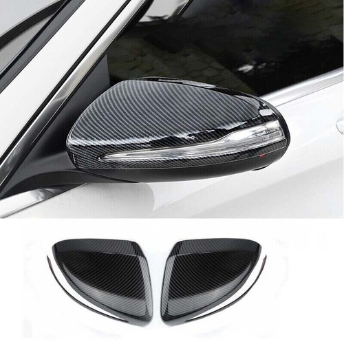 2015-2021 For Benz C-Class C43 C63 AMG Rear View Mirror Carbon Fiber Cover Trim - Picture 1 of 13