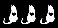 Heart Love Cat Silhouette Three 4" White Vinyl Decal Car Laptop Tablet Tumbler