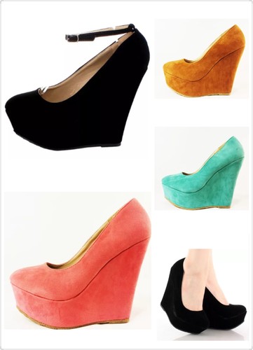 Nueva Moda Para Mujer Punta Redonda Fashion De Tacón Alto Plataforma Cuña  Bombas Zapatos | eBay