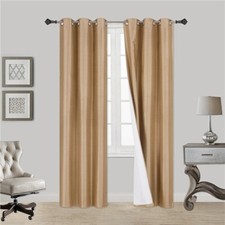 1 SET GEOMETRIC/SOLID LINED BLACKOUT GROMMET WINDOW CURTAIN DRAPE MODERN DESIGN