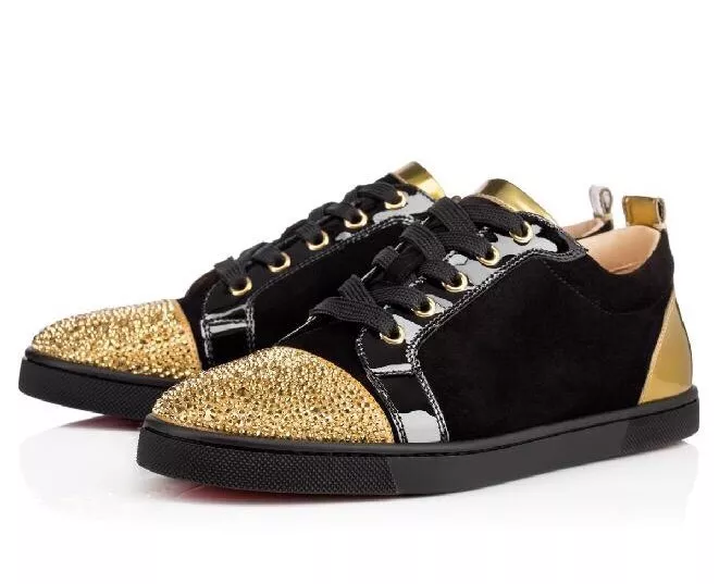 CHRISTIAN LOUBOUTIN GONDOLA STRASS CRYSTAL GOLD METALLIC SNEAKER FLAT 36.5 BNIB