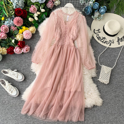knee length dresses for ladies Chic Rhinestone Detail Sheer Mesh Cami Dress  Elonnashop
