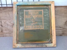 Vintage Silk Screen Printing "Battlin' Bart Sawyer" Wood Frame