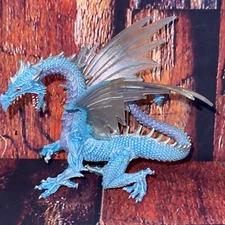 2010 Safari Ltd Ice Dragon Figure Blue Purple Silver 5" Toy Ice Clear Wings