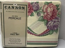 Cannon Monticello Full Flat Sheet VTG New Sealed Complete Set Nice Pattern